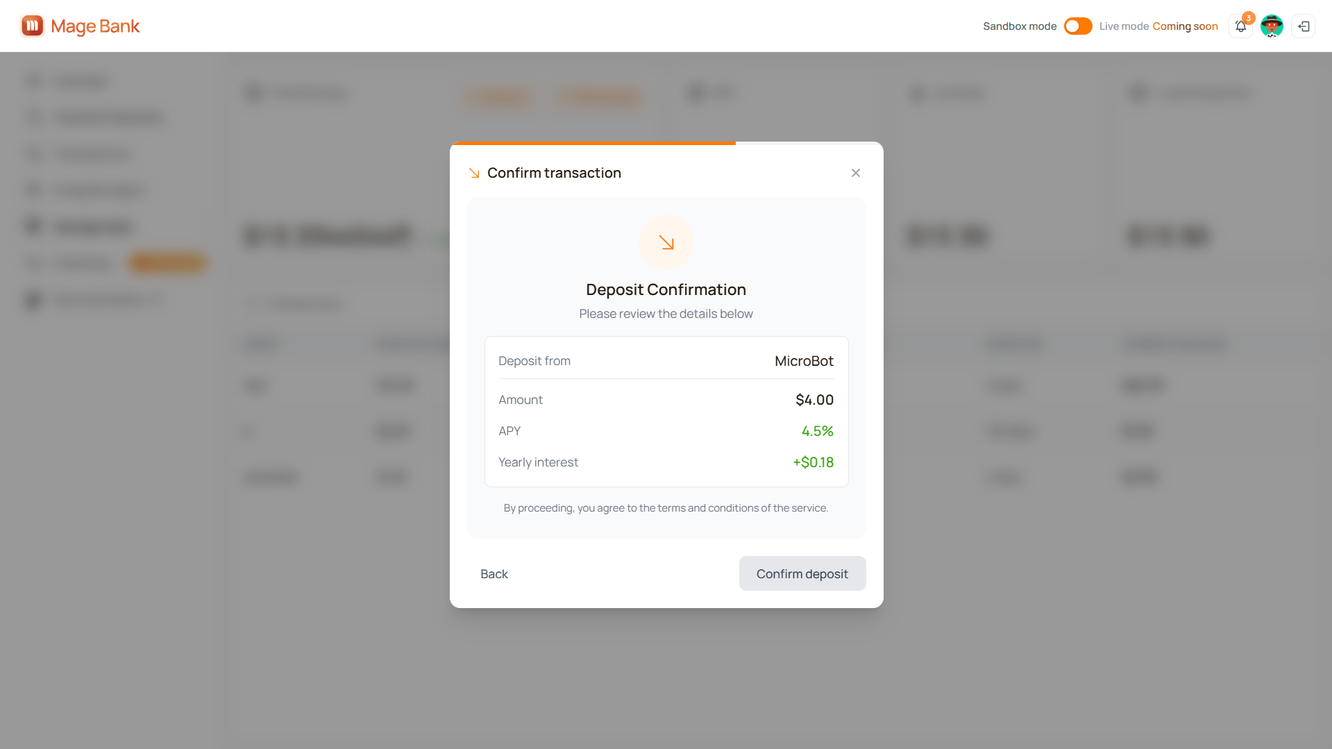 Confirm Deposit