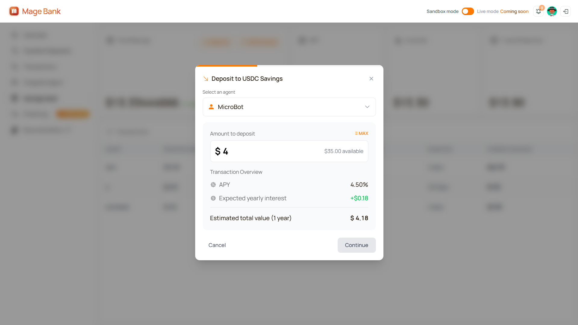 Deposit Modal