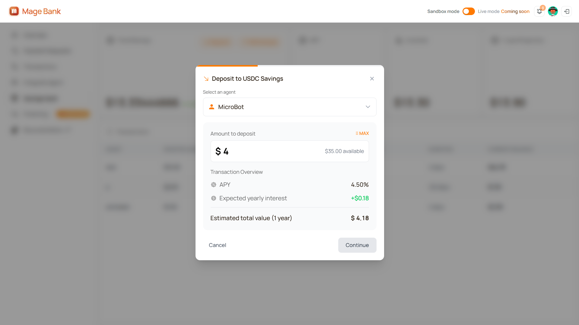 Deposit Modal