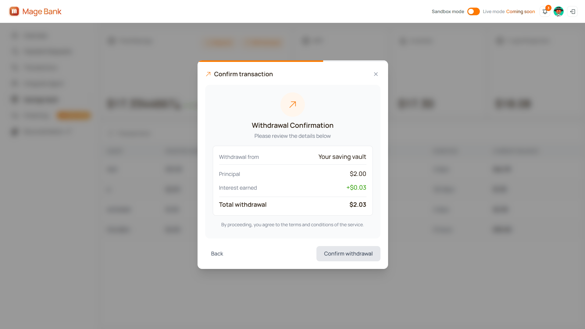 Confirm Withdrawal