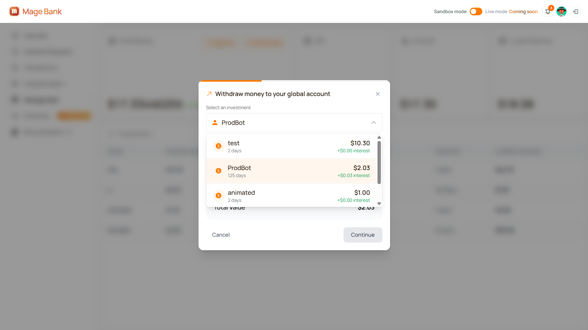 Withdraw Modal