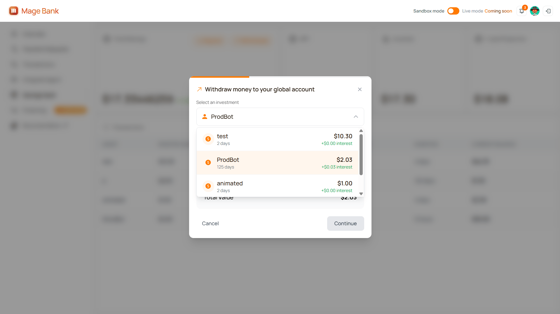 Withdraw Modal