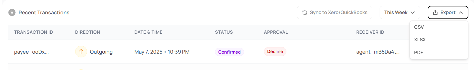 Transaction Export Options