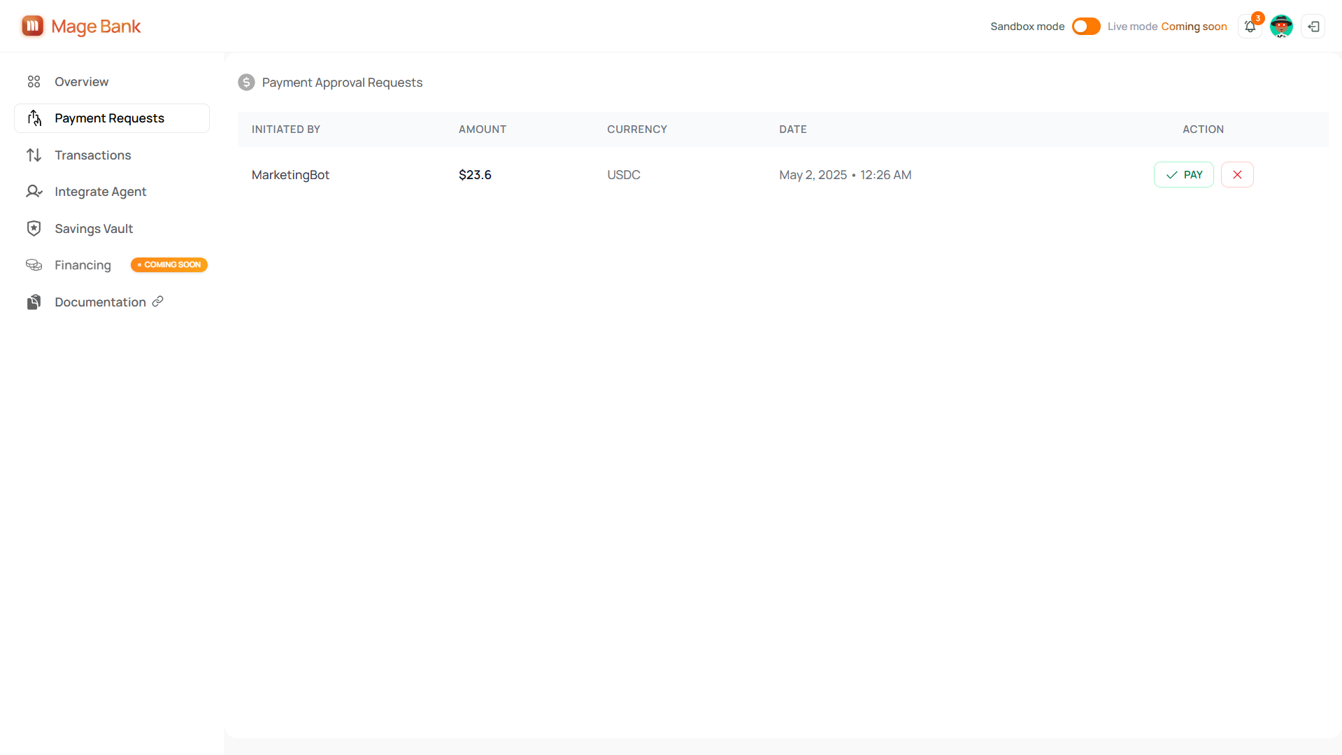 Payment Approval Interface
