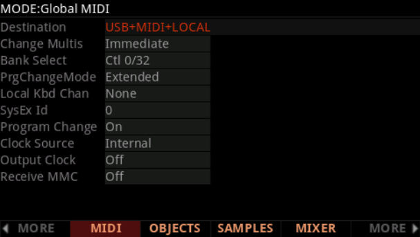 Kurzweil Global MIDI Page Destination Pn Kurzweil Global MIDI Page Destination Pn