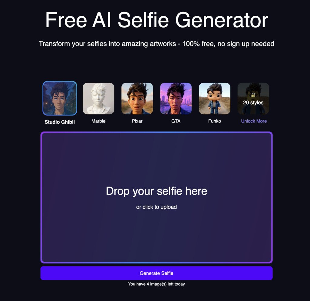 AI Selfie Generator Free Tool