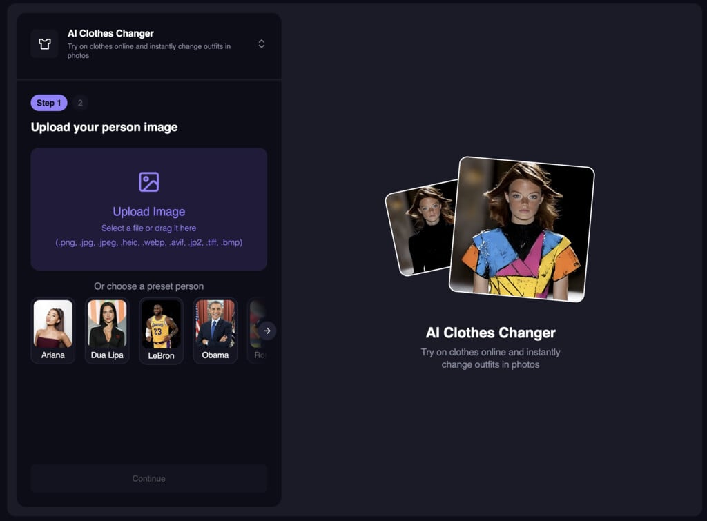 New UI for AI Clothes Changer in
dashboard