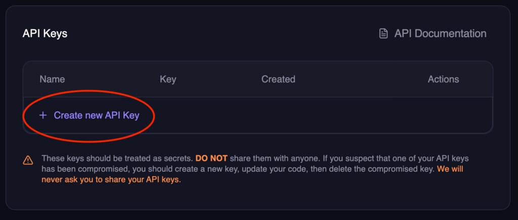 Create API Key