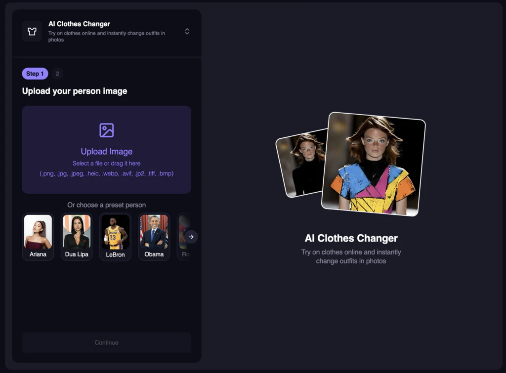 New UI for AI Clothes Changer in
dashboard