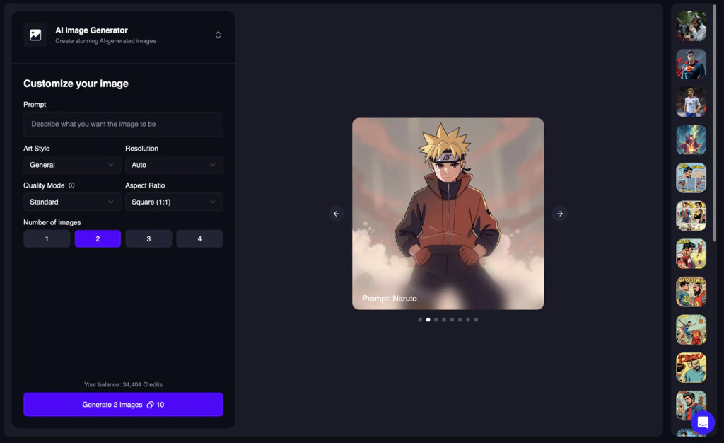 New AI Image Generator UI