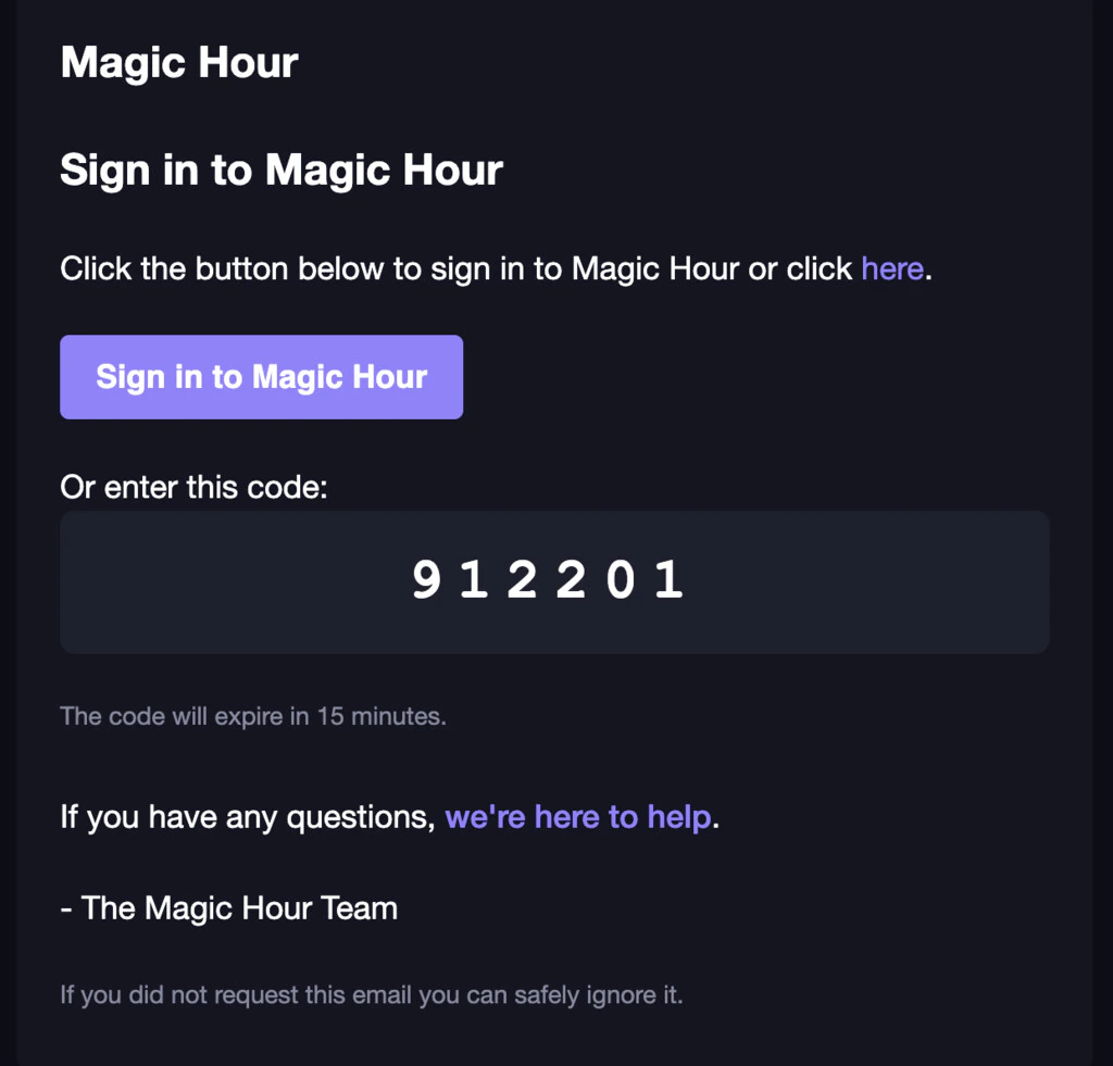 Sign in using 6 digit code