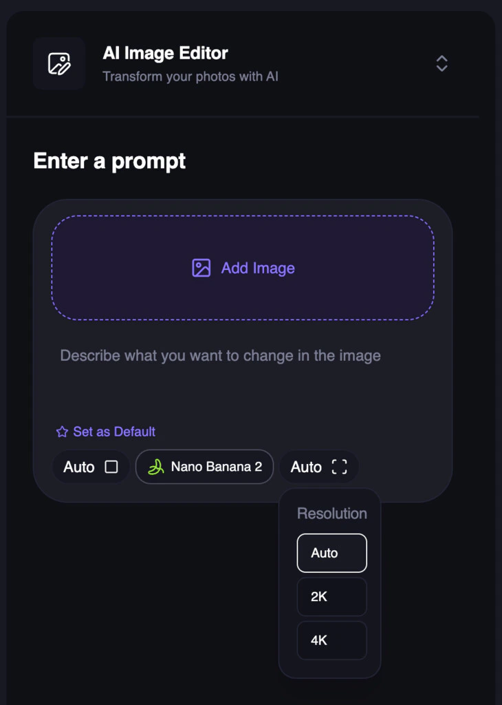Choose Output Resolution in AI Image Editor
v2