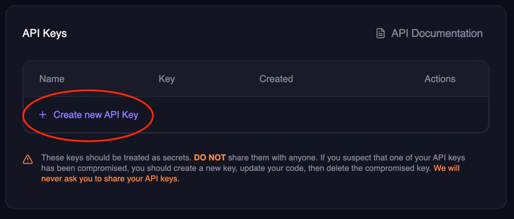 Create API Key