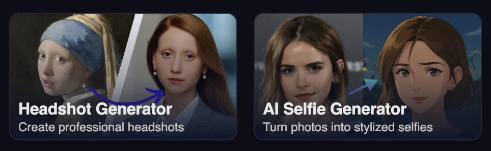 AI Headshot and AI Selfie Split