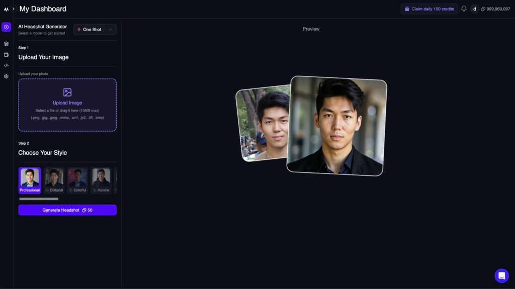 Brand new headshot form UI