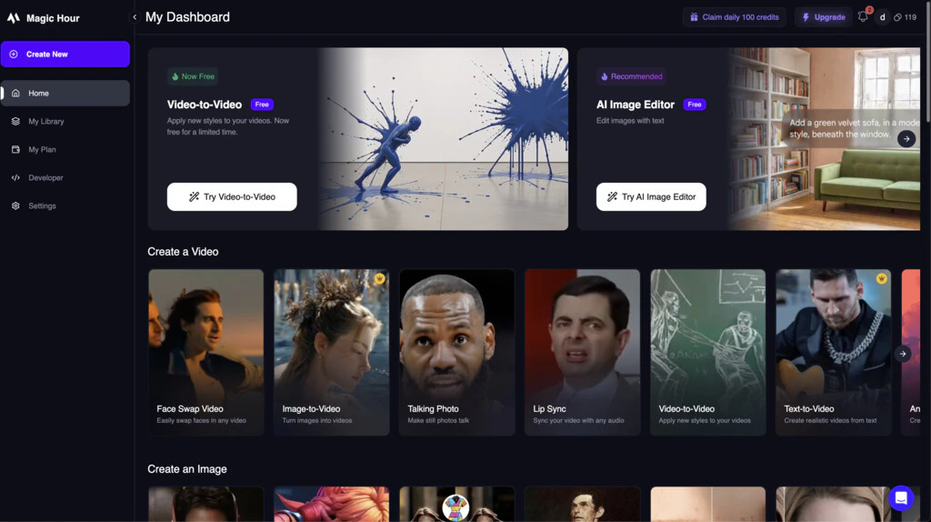 New /create page UI for desktop users