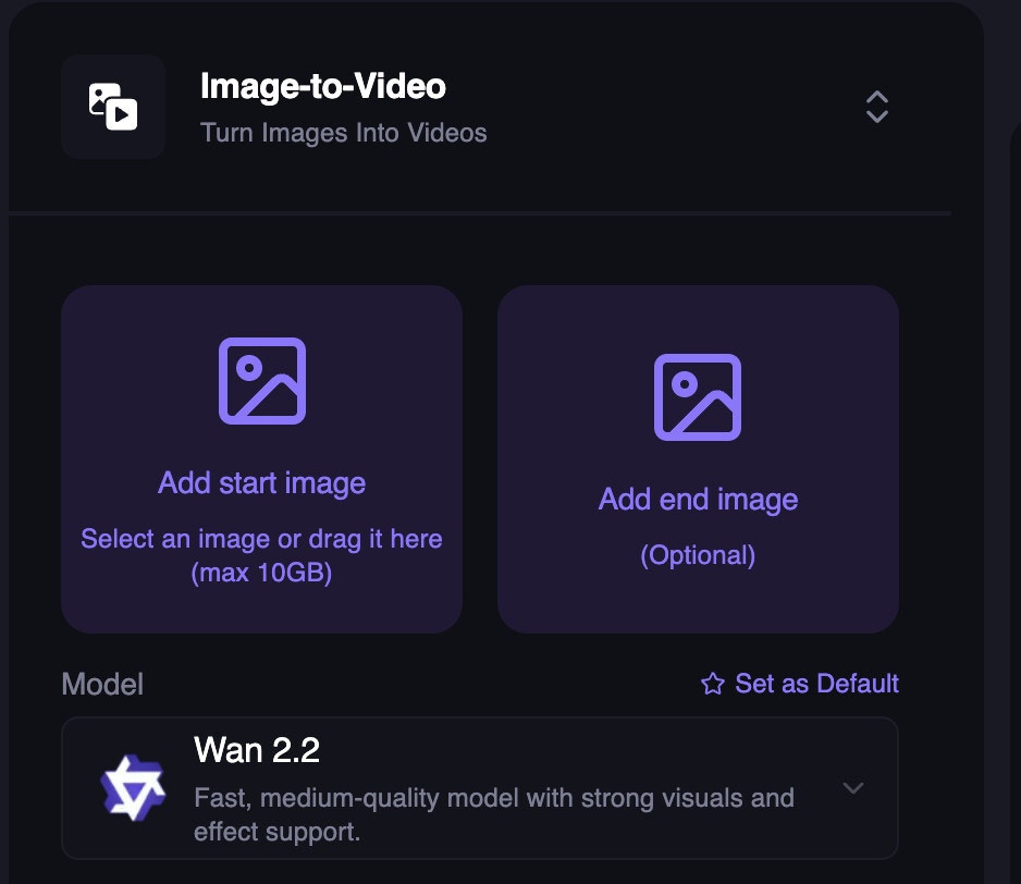 Added Wan 2.2 for Image-to-Video and
Text-to-Video