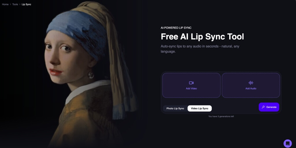 Refreshed Lip Sync free tool UI