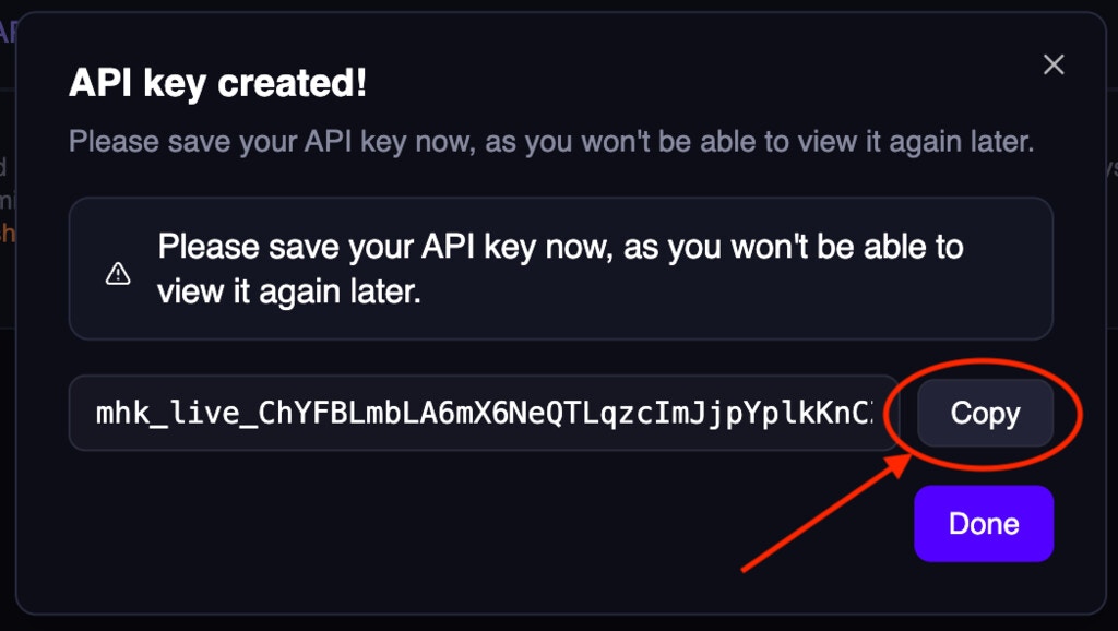 Copy API Key