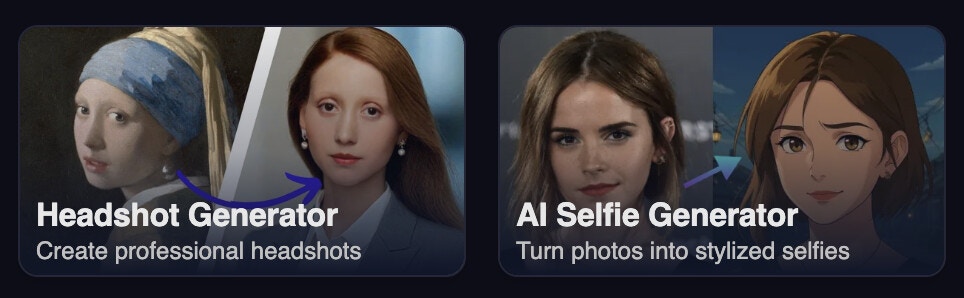AI Headshot and AI Selfie Split