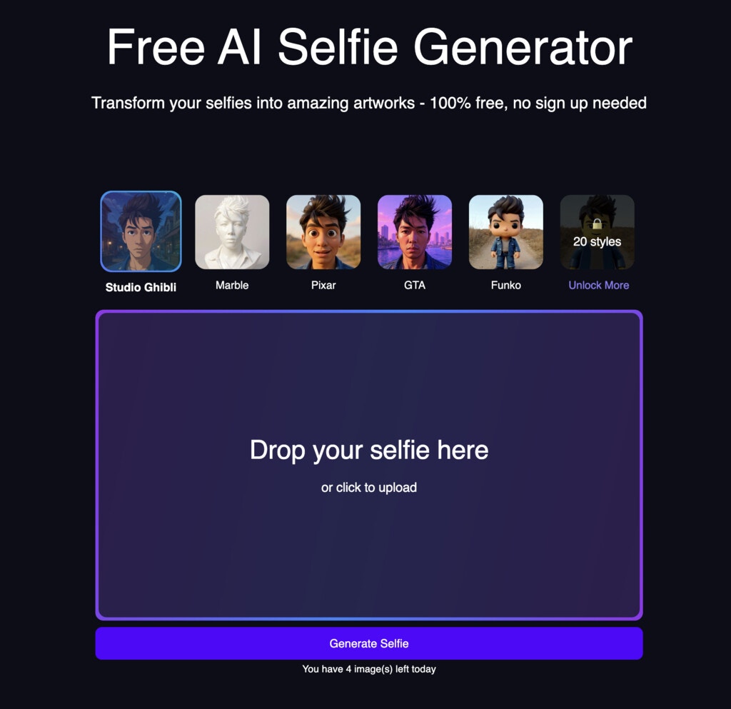 AI Selfie Generator Free Tool