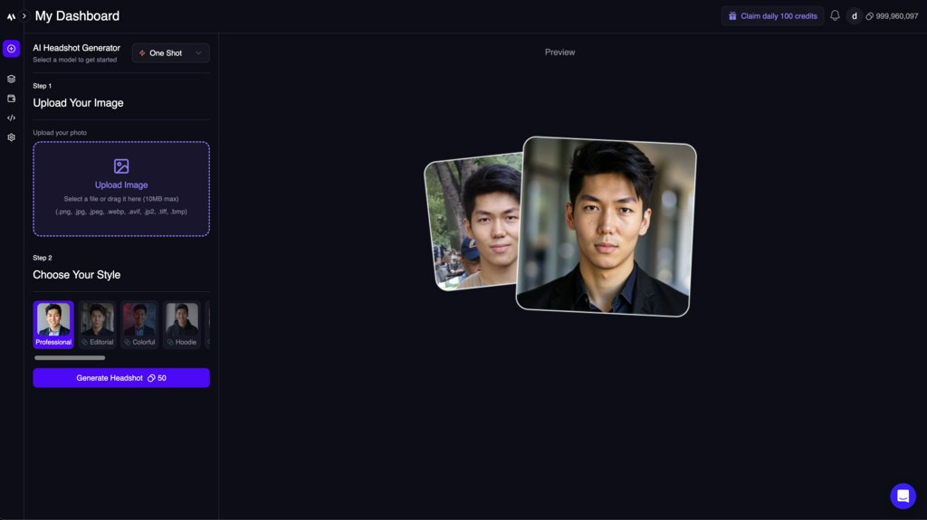 Brand new headshot form UI
