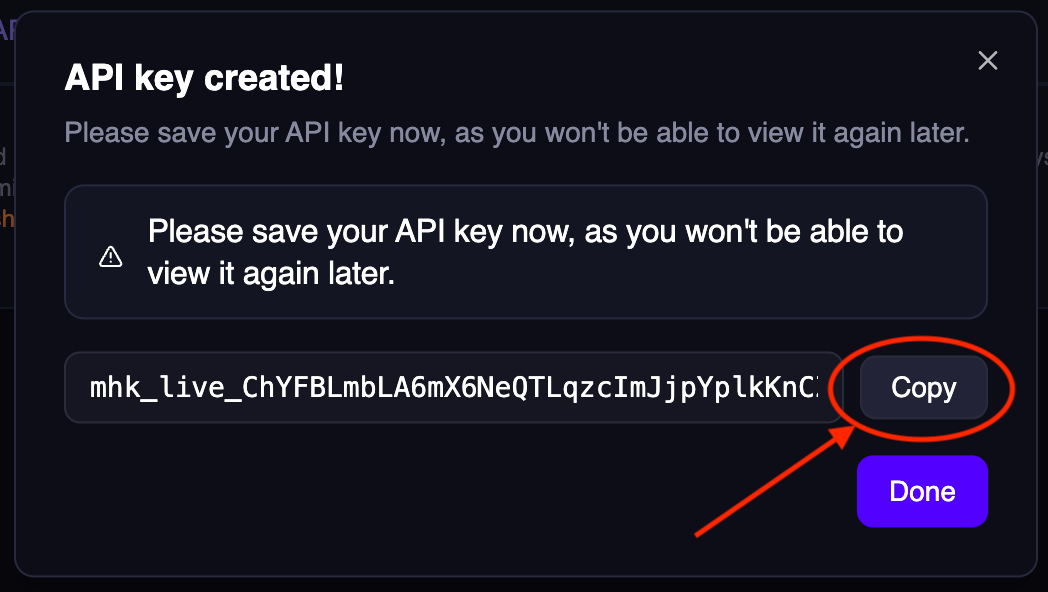 Copy API Key