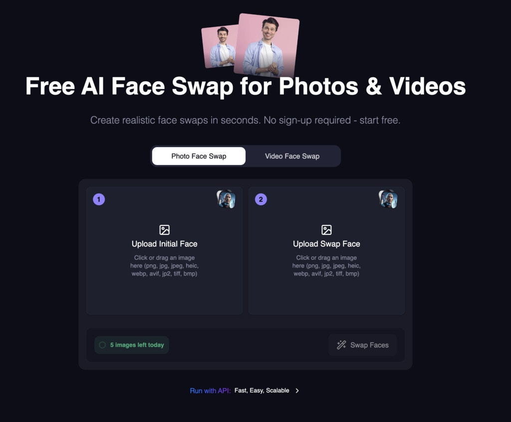 Brand new UI for Face Swap Product
Page