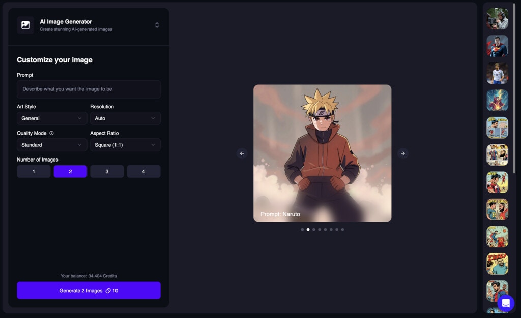 New AI Image Generator UI