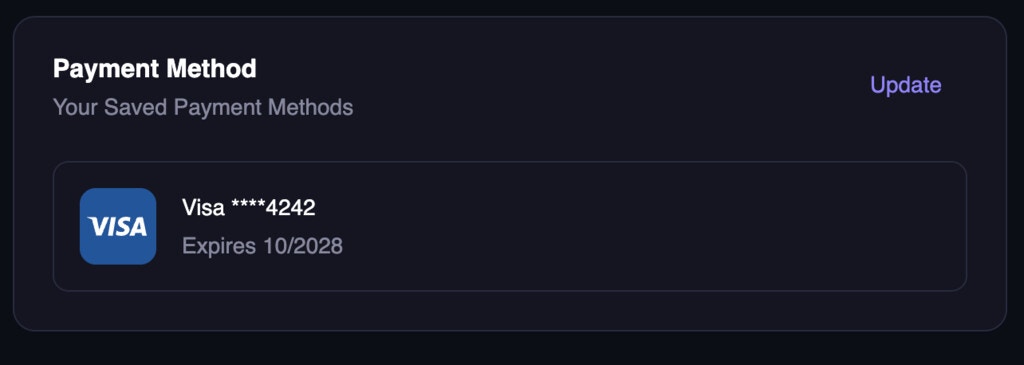 Payment Section to My Plan page