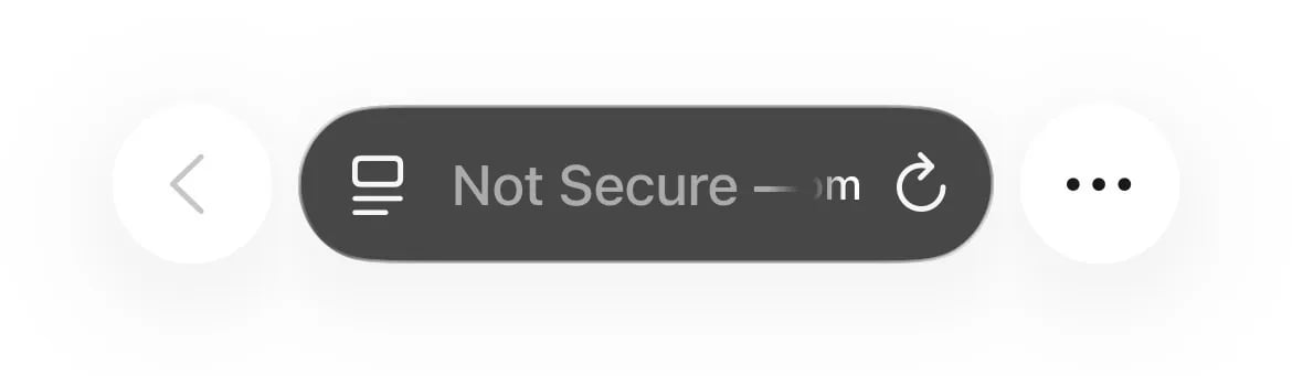 Screenshot of the address bar in Safari on iPhone prominently displaying the text: Not secure.