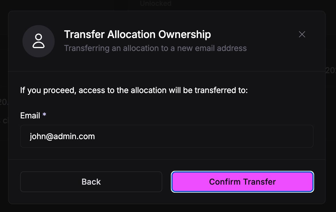 transfer ownership modal