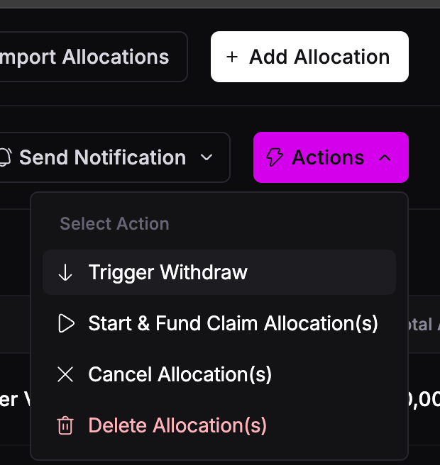 trigger withdraw