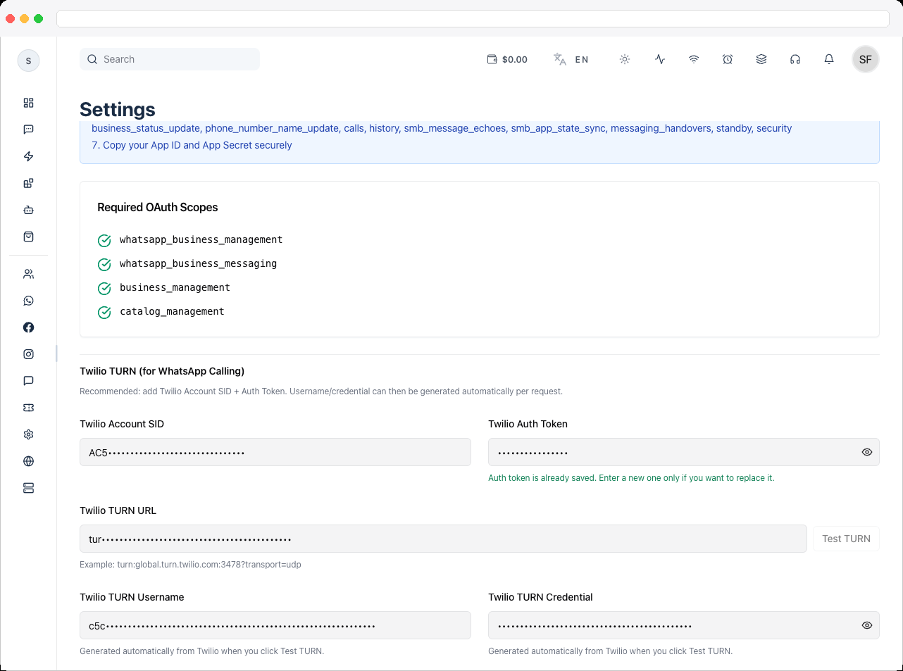 WhatsApp OAuth — Go to Facebook Login for Business → Configuration and click