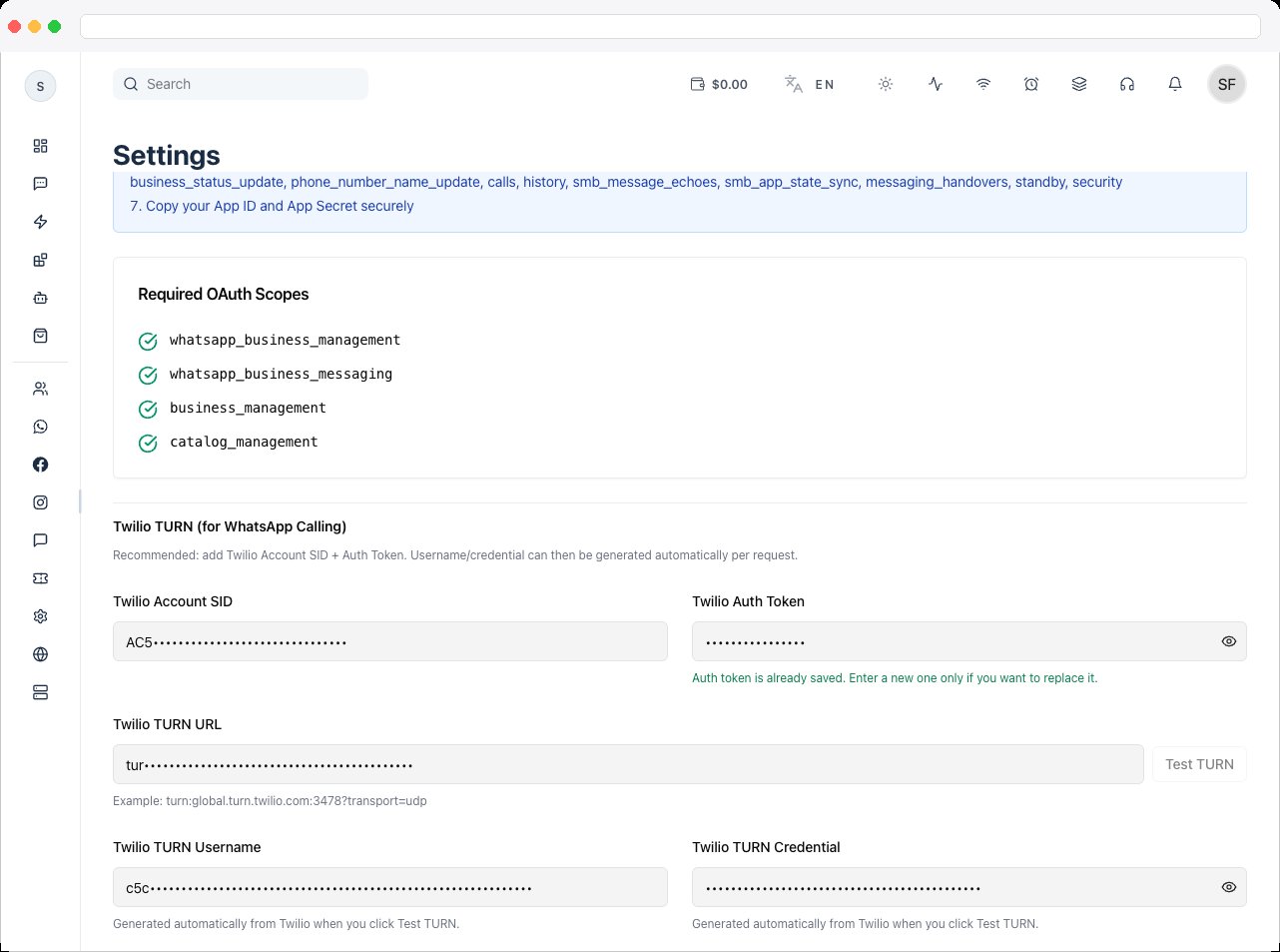 WhatsApp OAuth — Go to Facebook Login for Business → Configuration and click