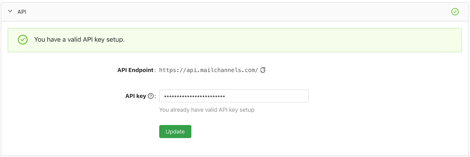 API key configuration
