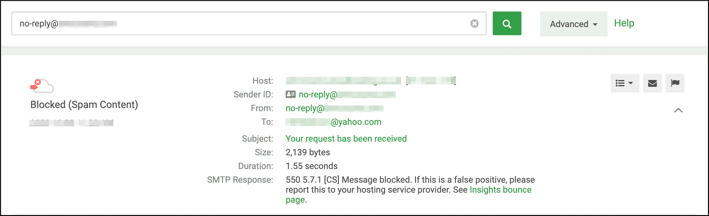 Log Search false positive reporting