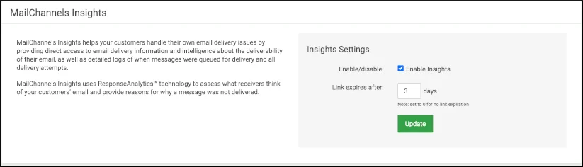 Insights settings