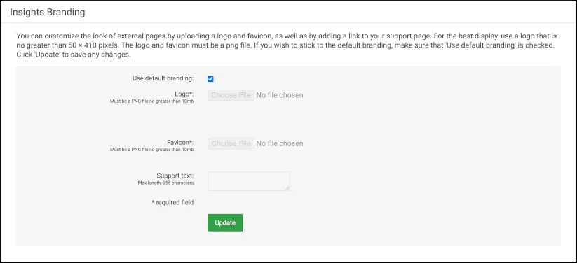 Insights Branding settings