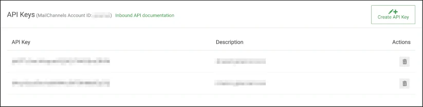API Keys settings