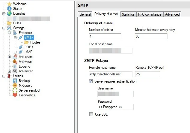 hMailServer SMTP relay configuration