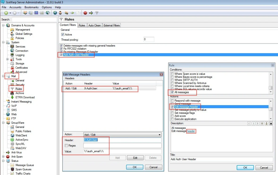 IceWarp X-AuthUser rule configuration
