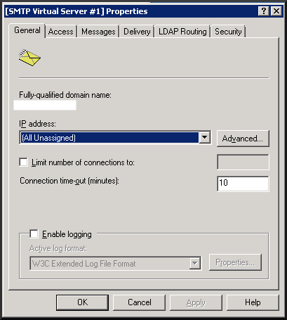IIS virtual server properties