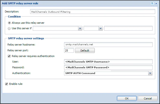 SMTP relay configuration
