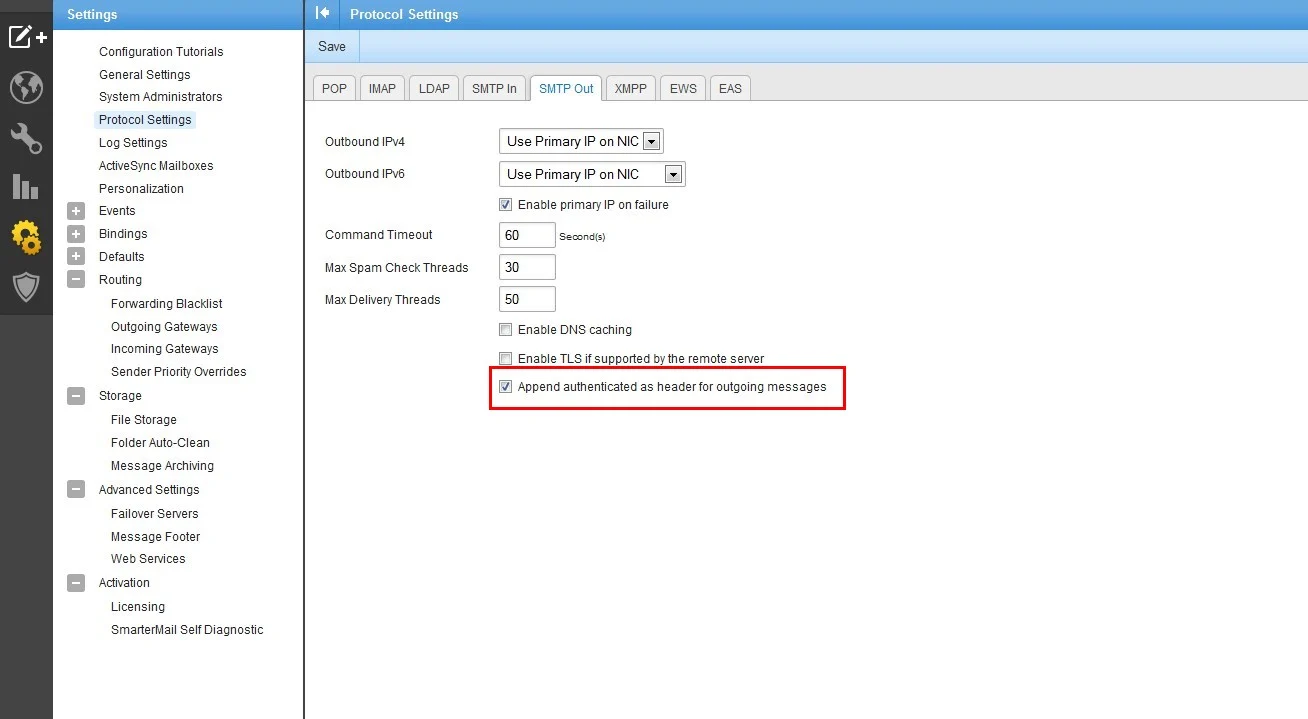 SmarterMail 11 SMTP Out header setting