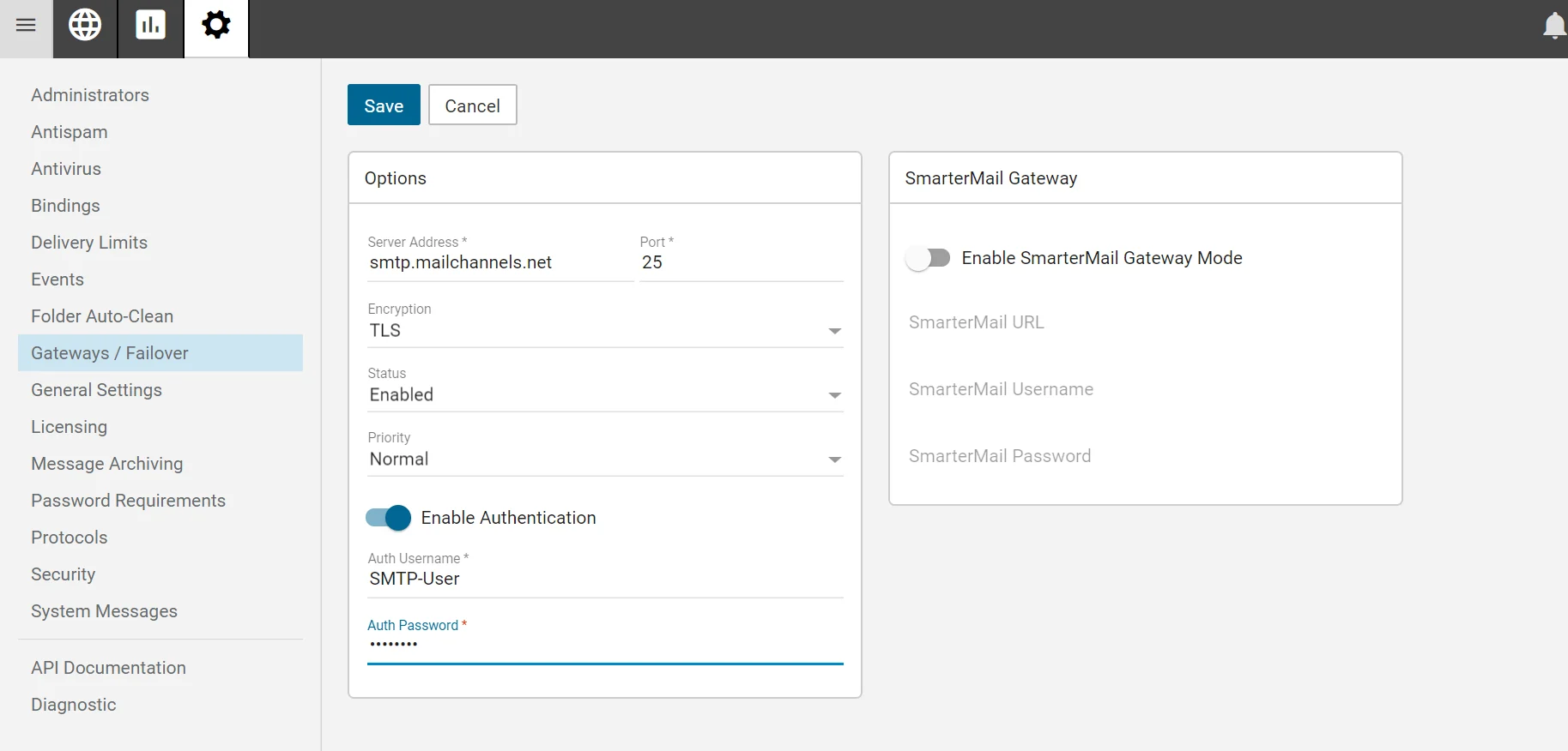SmarterMail 16 outgoing gateway configuration