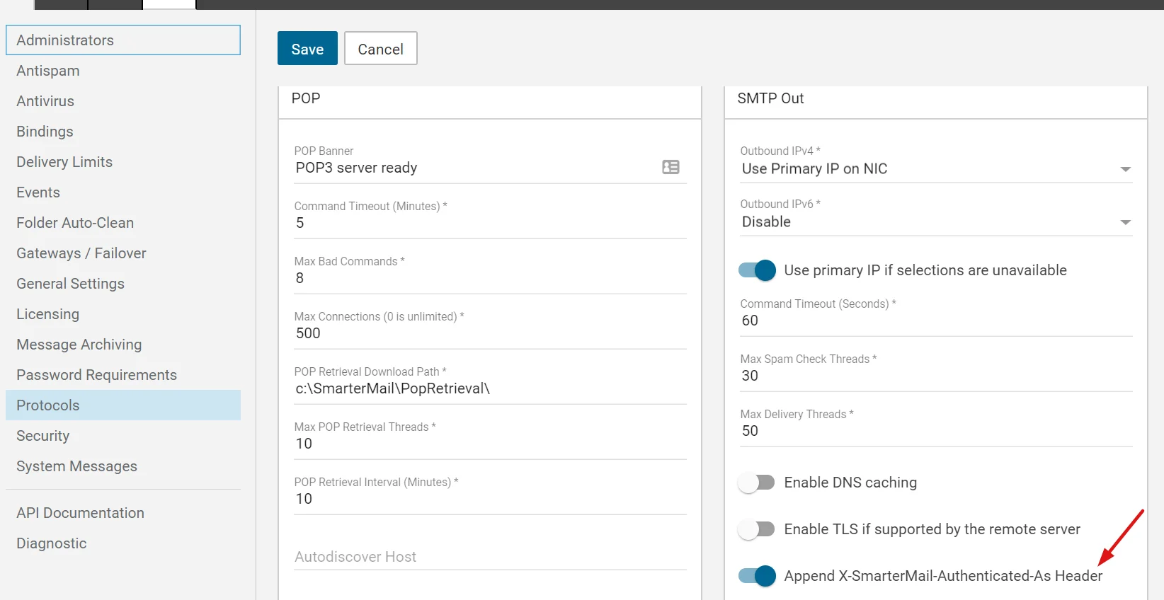 SmarterMail 16 SMTP Out header setting