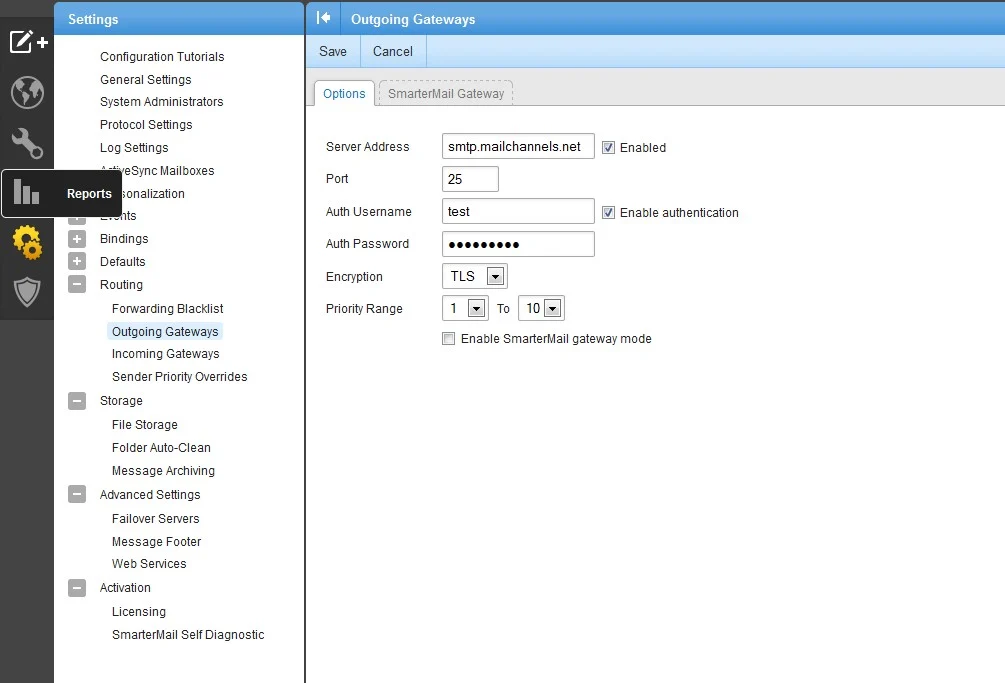 SmarterMail 11 outgoing gateway configuration