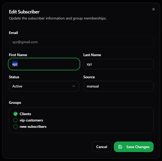 Change Group DialogBox Dark