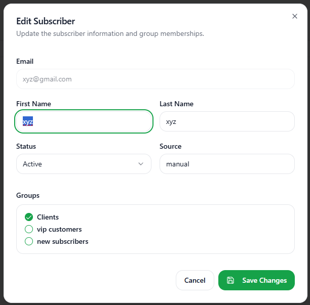 Change Group DialogBox Light